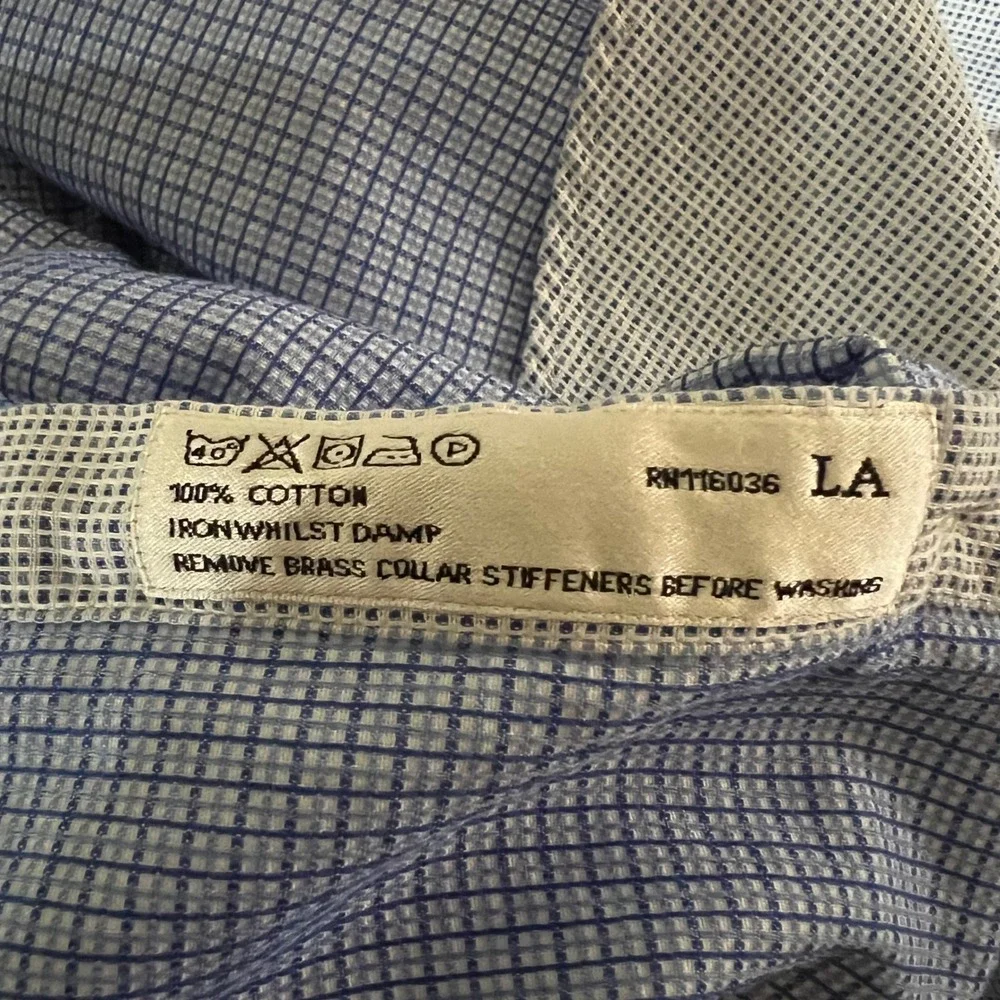 Charles Tyrwhitt Slim Fit‎ Blue Gingham Dress Shirt Mens 17 1/2-34